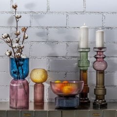 Marvelous Duo Yeşil Kahverengi Cam Mumluk