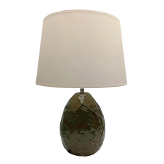 Kabartmalı Polyester Yeşil Abajur