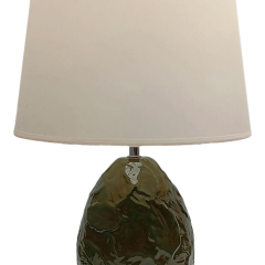 Kabartmalı Polyester Yeşil Abajur