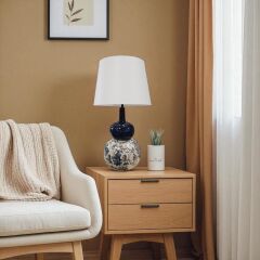 Motifli Büyük Polyester Abajur