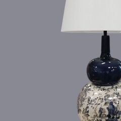 Motifli Büyük Polyester Abajur