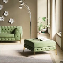 Bellissima Velvet Green Masif Tabure