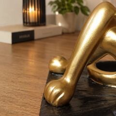Feline Siyah/Gold Kedi Kitap Tutucu Biblo Seti (2 Adet)