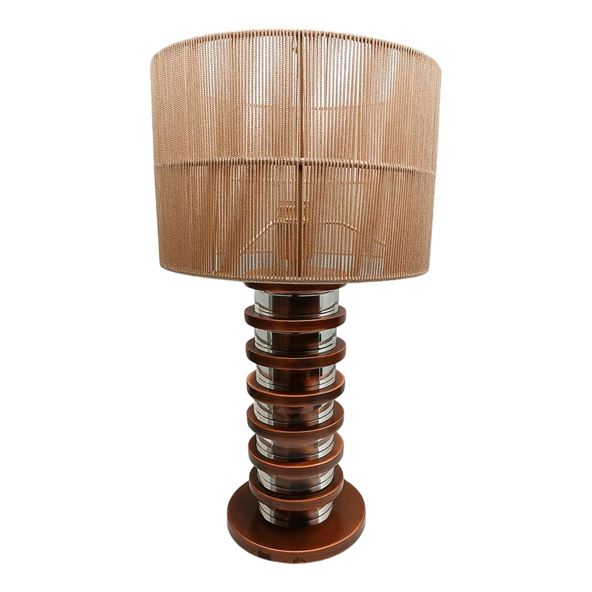 Metal Abajur Pileli Şapka Dilimli Gövde Cam