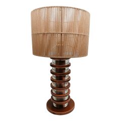 Metal Abajur Pileli Şapka Dilimli Gövde Cam