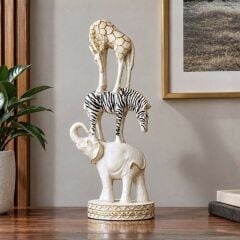 Safari Fil Zebra Zürafa Figür İnci Beyazı Dekoratif Biblo