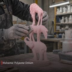 Safari Fil Zebra Zürafa Figür İnci Beyazı Dekoratif Biblo