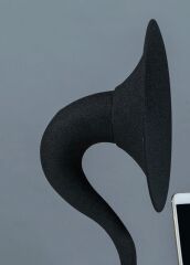 Akustik Gramofon Krem Ahşap Gövde / Siyah Metal Başlık