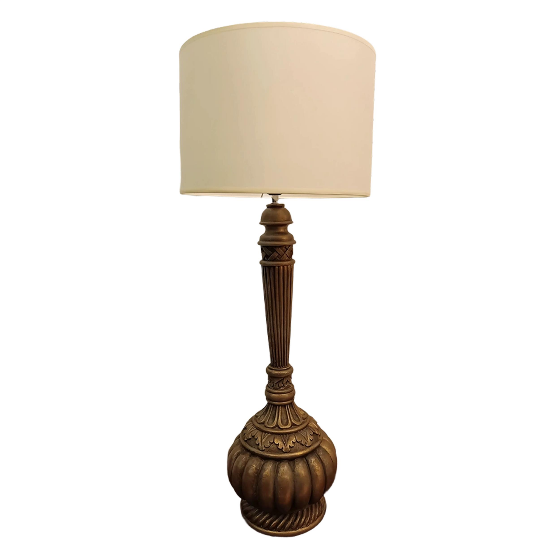 Dilimli Polyester Abajur Eskitme Gold