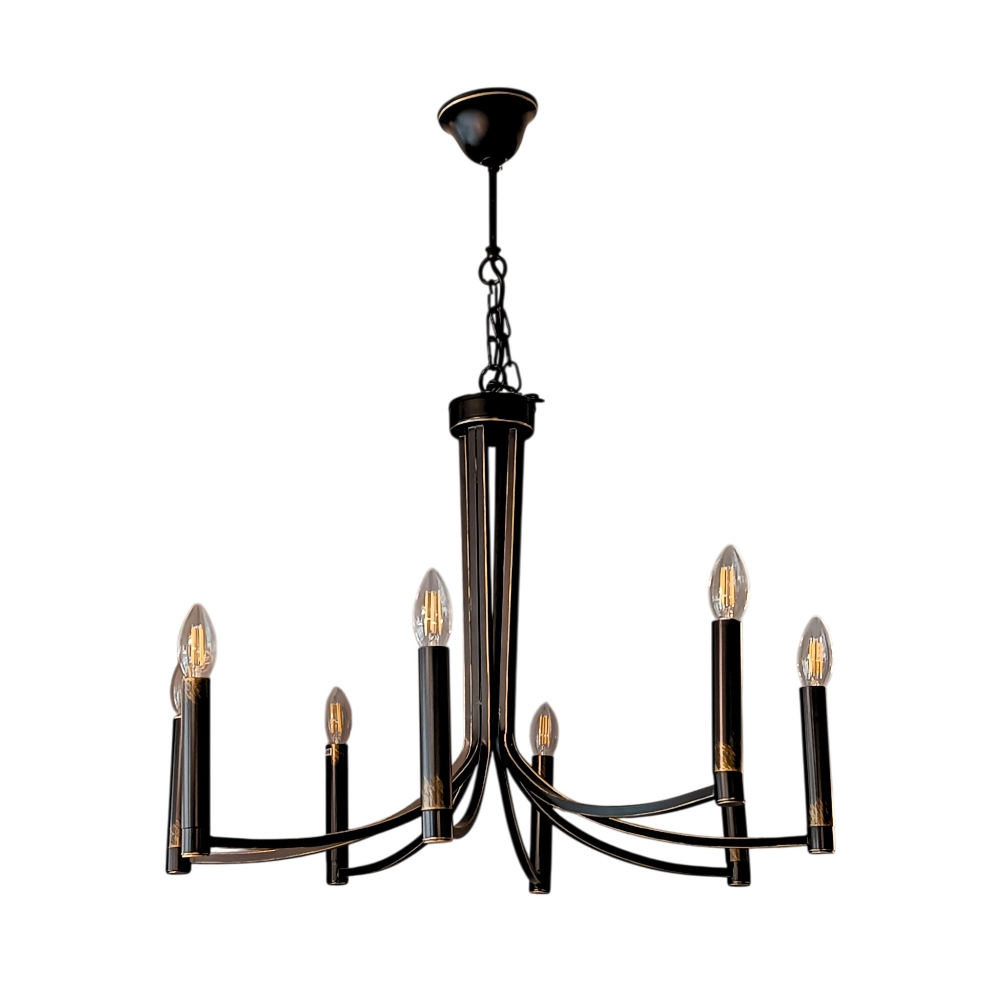 Clair 8 Kollu Siyah Eskitme Avize