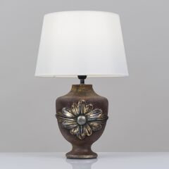 Çiçek Kabartmalı Polyester Abajur