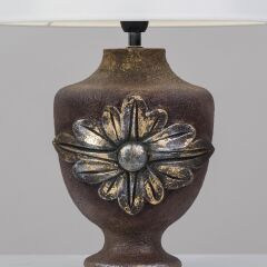 Çiçek Kabartmalı Polyester Abajur