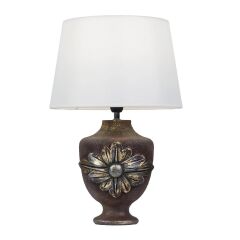 Çiçek Kabartmalı Polyester Abajur