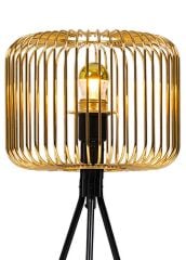 Kafes Tripod Abajur Metal Başlıklı Gold