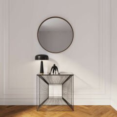 Mirror Curve Round Steel Nature Ayna 100 cm
