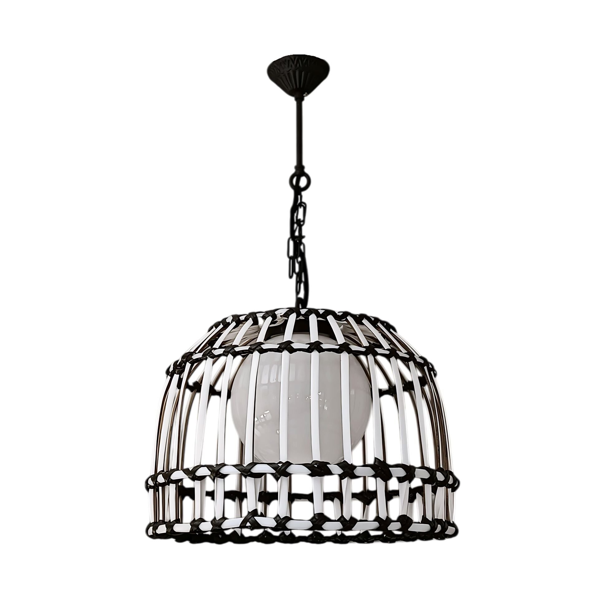 Martin Siyah Beyaz Rattan Sarkıt Avize