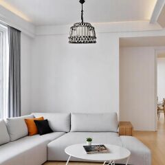 Martin Siyah Beyaz Rattan Sarkıt Avize