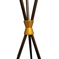 3 Başlıklı Tripod Lambader Siyah Gold Metal Gövde