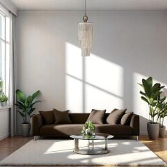 Lece 3 Kat Krem Püskül Sarkıt Avize