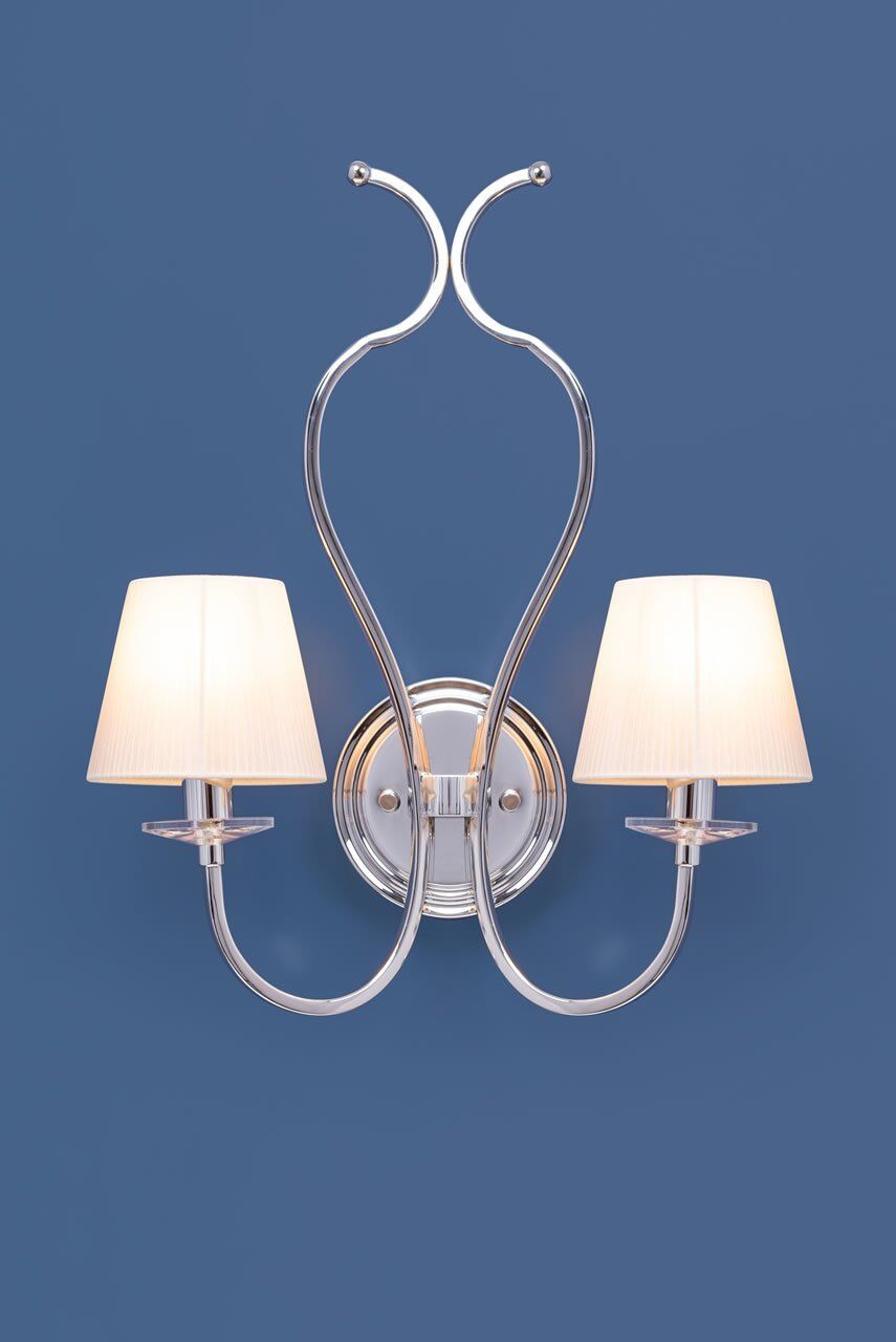 Çift Beyaz Şapkalı Krom Aplik