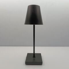 Konik Şapka Metal Şarjlı Masa Lambası Siyah