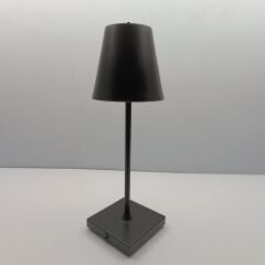 Konik Şapka Metal Şarjlı Masa Lambası Siyah