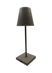 Konik Şapka Metal Şarjlı Masa Lambası Gri