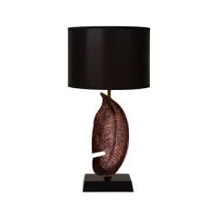 Yaprak Figürlü Polyester Abajur Bronz