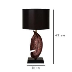 Yaprak Figürlü Polyester Abajur Bronz