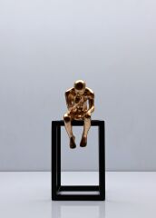 Düşünen Adam Biblo Mıknatıslı Metal Tabla Siyah/Gold 23 Cm