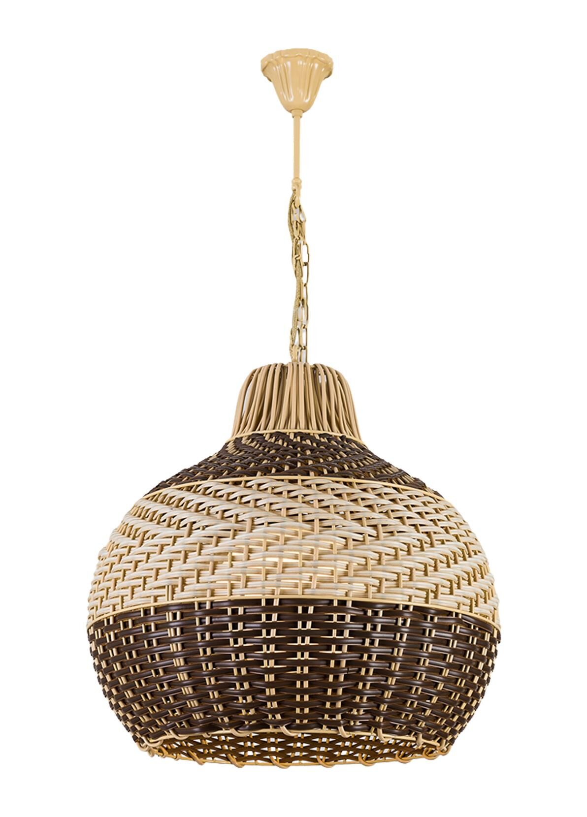 El Dokuması Rattan Sarkıt Avize Kahverengi - 1571