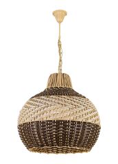 El Dokuması Rattan Sarkıt Avize Kahverengi - 1571