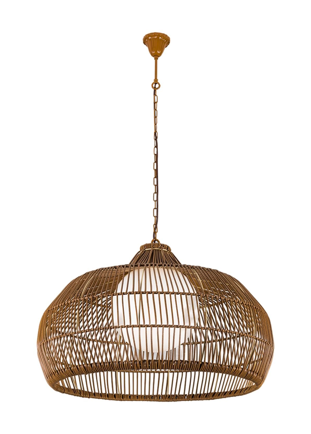 El Dokuması Rattan Sarkıt Avize - 1574