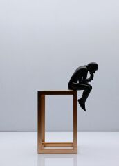 Düşünen Adam Biblo Mıknatıslı Metal Tabla Gold/Siyah 23 Cm