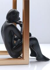 Düşünen Adam Biblo Mıknatıslı Metal Tabla Gold/Siyah 23 Cm