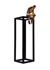 Düşünen Adam Biblo Mıknatıslı Metal Tabla Siyah/Gold 38 Cm