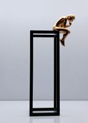 Düşünen Adam Biblo Mıknatıslı Metal Tabla Siyah/Gold 38 Cm