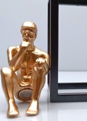 Düşünen Adam Biblo Mıknatıslı Metal Tabla Siyah/Gold 38 Cm