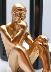 Düşünen Adam Biblo Mıknatıslı Metal Tabla Siyah/Gold 38 Cm