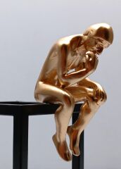 Düşünen Adam Biblo Mıknatıslı Metal Tabla Siyah/Gold 38 Cm