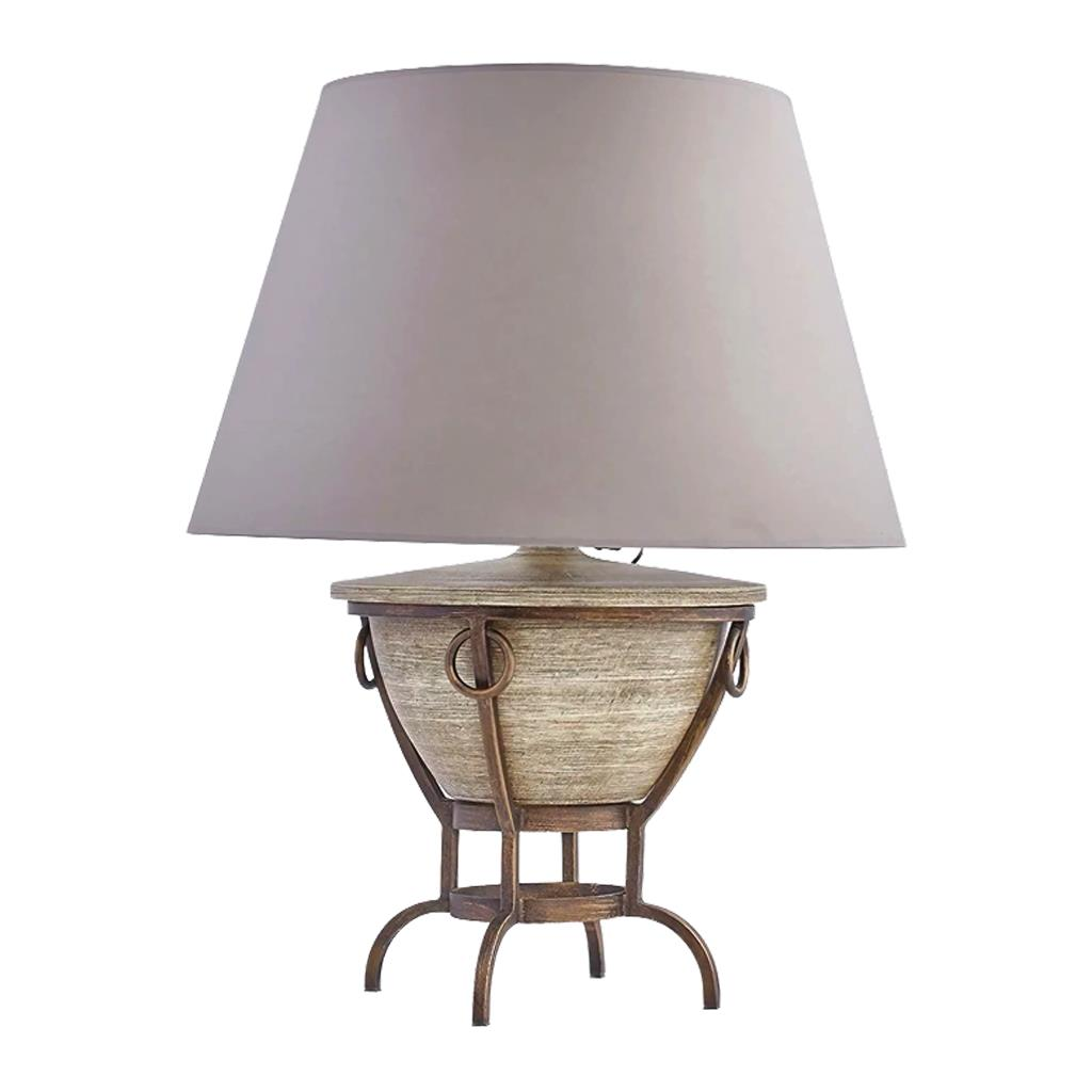 Metal Gövde Abajur Eskitme Boyalı Büyük