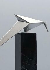 Origami Kuş Biblo Mermer Kaideli Çelik Siyah 28 Cm