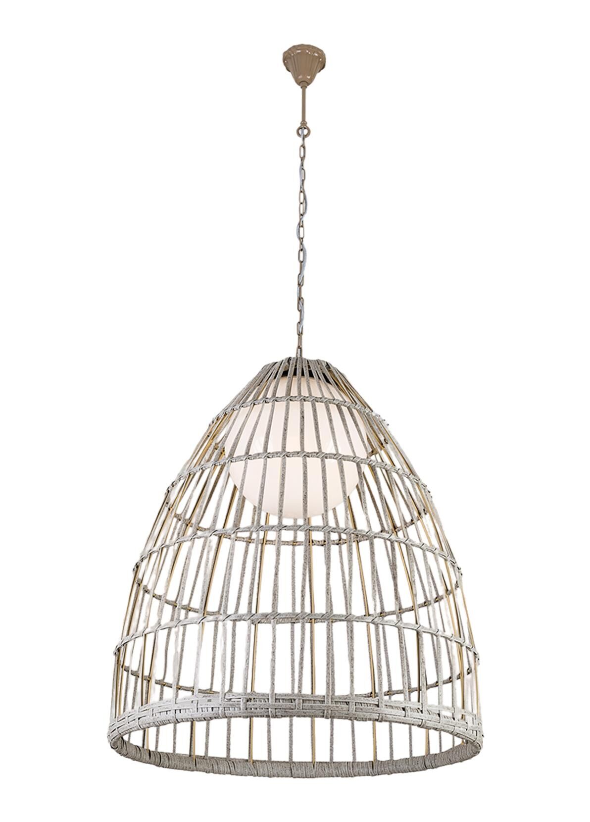 El Dokuması Rattan Sarkıt Avize Krem