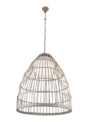 El Dokuması Rattan Sarkıt Avize Krem