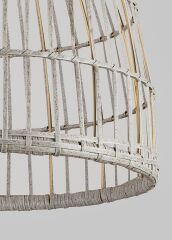 El Dokuması Rattan Sarkıt Avize Krem