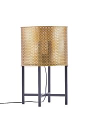 Silindir Dekor Abajur Kısa Gold/Siyah