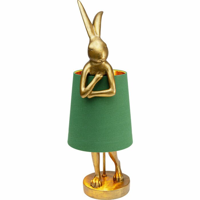 Animal Rabbit Gold Green Çelik Masa Lambası
