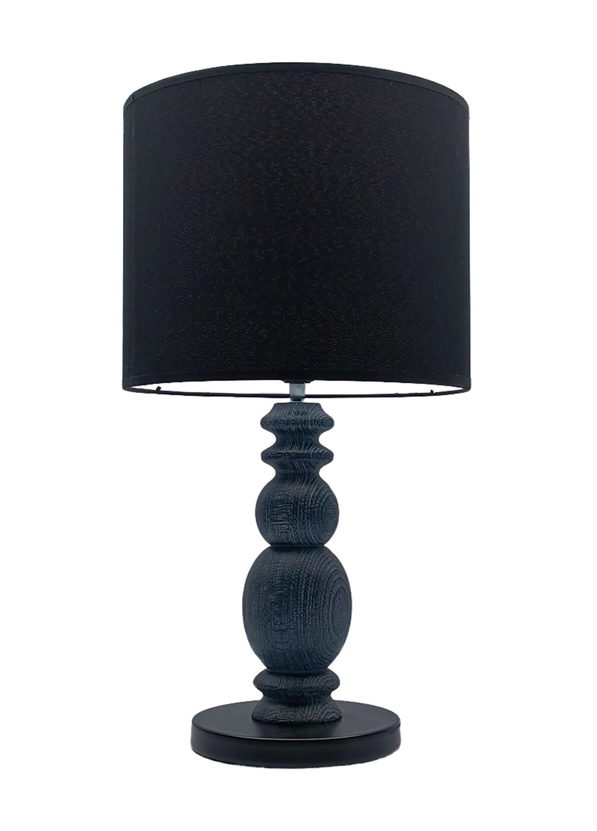 Dark Forest Rustik Ahşap Abajur Lacivert