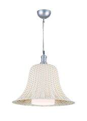 El Dokuması Rattan Sarkıt Avize Krem