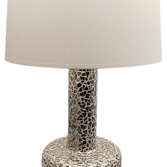 Polyester Üzeri Cam Gövde Şapkalı Abajur